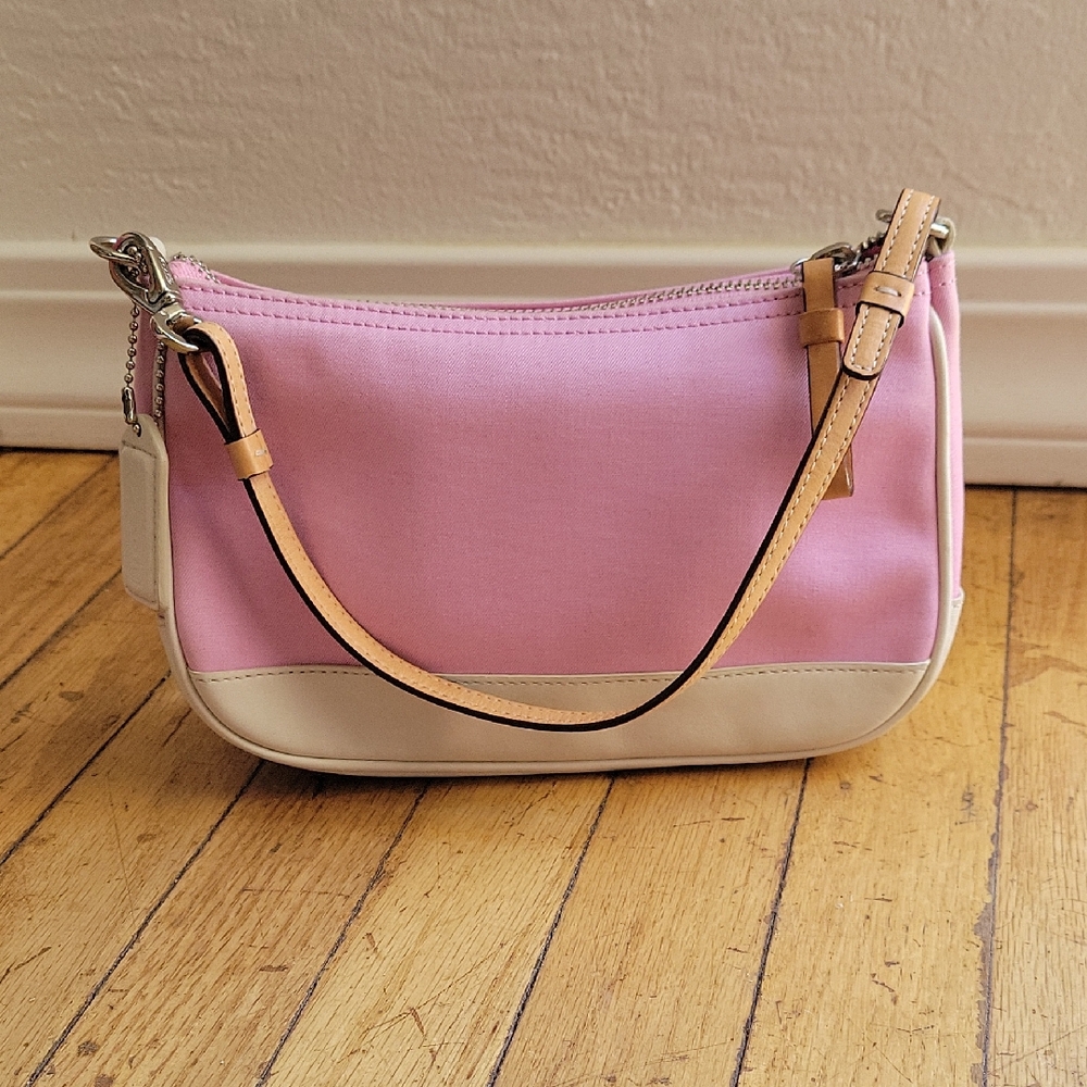 Y2K Coach Terry Mini Pochette Hobo Bag Pink/White